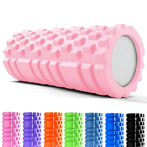 unycos - Rodillo para Masajes Musculares【33x14 cm】Resiste 130 kg | Cilindro de Espuma Dura para Fitness, Terapia con Foam Roller | Automasaje para Recuperación y Flexibilidad (Rosa Claro)