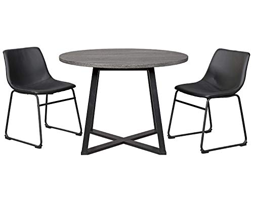 Signature Design By Ashley Centiar Mid Century Round Dining Room Table, Gray & Black #TOP5