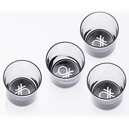 Set 4Pcs Vasos De Agua 0,345L Cristal Logo Inferior Negro Casa - Benetton En Oferta United Colors Of Benetton Black &Amp; White - 4 Vasos De Agua 33 Cl, Vidrio, Transparente, Aptos Para Lavavajillas, Libre De Sustancias Tóxicas