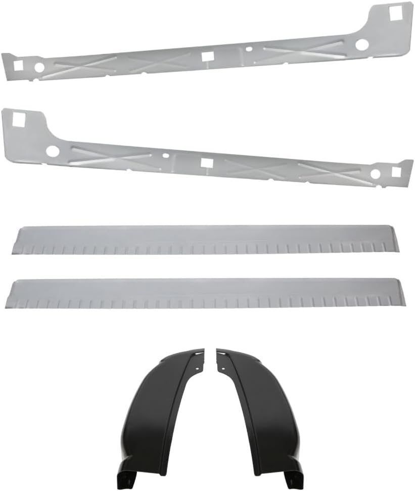 Inner & Outer Rocker Panels W/Cab Corners for Chevy for Silverado 3500HD/3500/2500HD/2500/1500,for GMC for Sierra 3500HD/3500/2500HD/2500/1500 4Dr Cab (Black & Sliver,Steel)