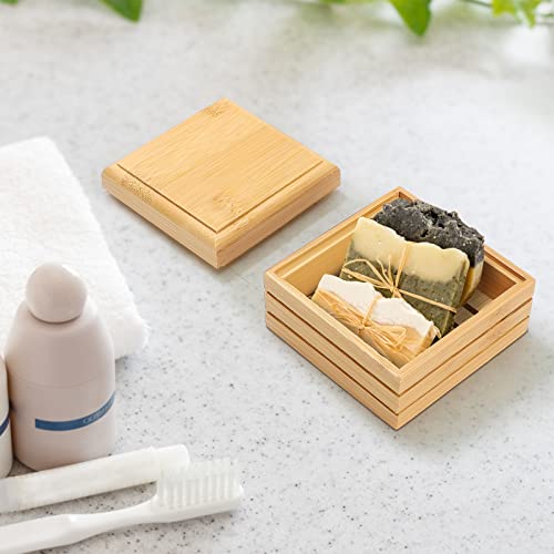 Nmfin 2Pack Wooden Soap Holders Bathroom Soap Dish,Natural Handcrafted Bar Soap Holder With Lid,Handmade Wooden Bamboo Soap Box Tray For Shower Bathroom #TOP1