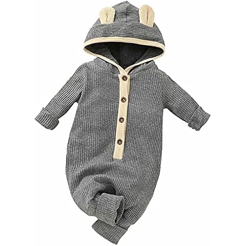 YJWFHPU Baby Boys Girls Hooded Romper Knitted Onesie with Ears Newborn Toddler Outfits Button 0-12 months Cover