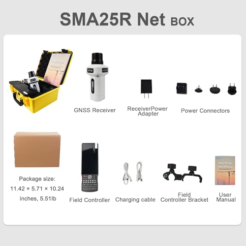 Image of SMA25R Net GNSS RTK Survey System Handheld High Precision Positioning Receiver with Collector, CORS Connection, 10cm Accuracy by PPP, Tilt Compensation, for Land Surveying, Construction