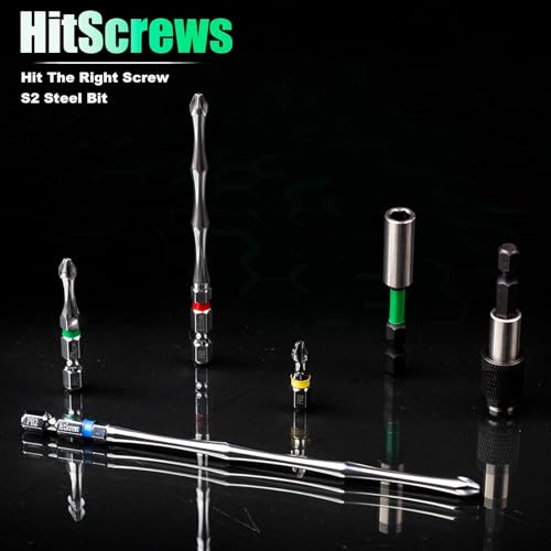 Hitscrews Magnetic Screwdriver Bits PH2#2 (S2 Steel, White Chrome, 4 Inch Long, CNC Phillips Tip) – Impact Driver Bits for Cabinets, Drywall, Hard-to-Reach Areas – 10 PCS - Image 7