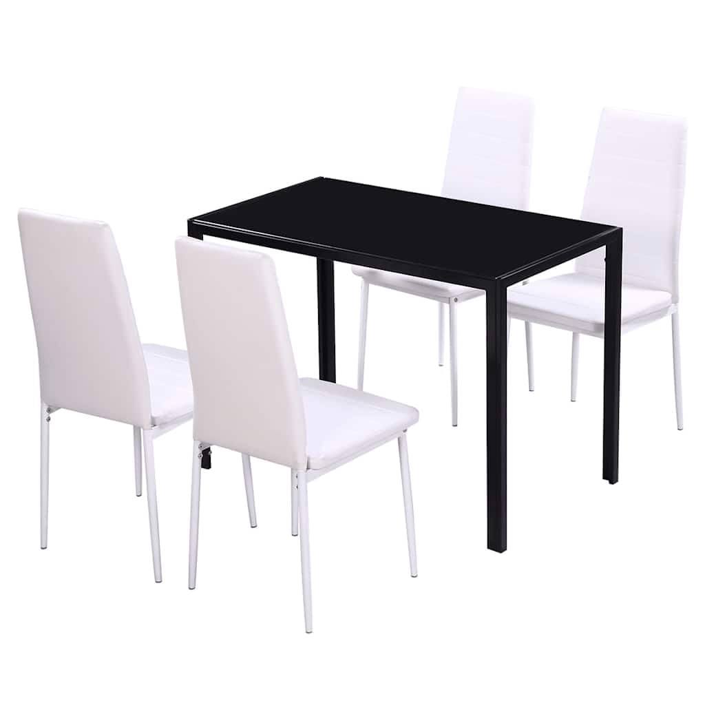 Ensemble Table à Manger 4 Chaises Verre Trempé Noir Blanc
