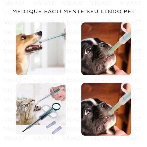 Seringa Aplicadora de Remédios Comprimidos para Cachorro Gato Pet Alimentador Reutilizável, Medicame