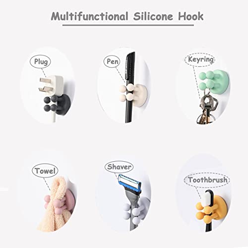 4 Pcs Silicone Waterproof Toothbrush Holders,Multi-Function Self Adhesive Hooks For Hanging Key Clothes Towel Cable For Kitchen Bathroom Home Office Black #TOP1