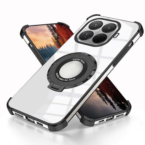 Coque Xiaomi 17T Pro silicone transparent antichoc avec anneau support noir