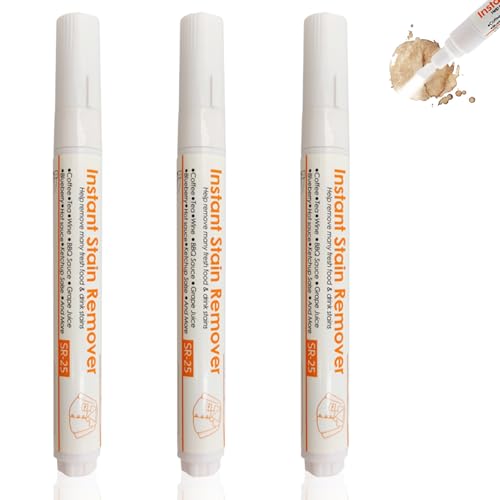 3PCS Stain Remover Pen,Fast Out Stain Remover,Ink Stain Remover from Clothes,Multipurpose Portable Instant Bleach Pen,Quick Drying,Tough Effective in Removing Stains,Wine,Coffee,Ink