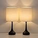 HAITRAL Bedside Table Lamps Set of 2 - Modern Nightstand Lamps, Simple Desk Lamps for Bedroom, Living Room, Office - Black (HT-TH85-02X2)
