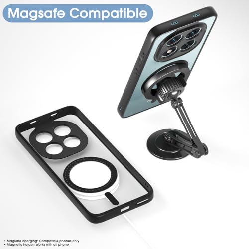 Image of Amazon Basics Back Cover for Redmi Note 15 Pro 5G Compatible with Mag-Safe | Shockproof Design | Hard Transparent Back Case (Black Mag-Safe)