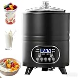 Yaourtière Multifonction 8L/12L – Écran LCD, Minuterie, Thermostat 25-80°C, Chauffage Circulaire 360°, Récipient Amovible, Puissance 400W/600W, Idéale Pour Fermentations Maison(Black,8L)
