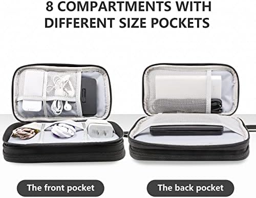 Teskyer Electronics Accessories Organiser Bag, Waterproof Cable Organiser Bag, Travel Gadget Bag, Holiday Essentials for Men Women, 8.5 x 5 Inch, Black
