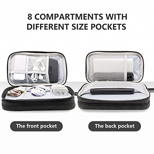 Teskyer Cable Organizer Bag, Portable Travel Cord Organizer Case, All In One Waterproof Electronics Accessories Storage Bag For Cables, Chargers, Earphones, Hard Drives, Power Bank, 8.5 X 5 Inch, Black #TOP4