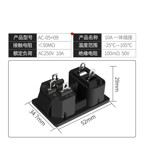 Toma de corriente Pinzi multiusos enchufe de 5 orificios AC250v 10A pared 2