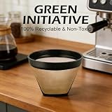 Jofanvin #2 Reusable Coffee Filter, Gold-Tone Permanent Cone Shape Filter Replacement Compatible with Cuisinart 4-5 Cup, Krups, Most Small Drip Coffeemakers, BPA-Free Mesh-3 Pack