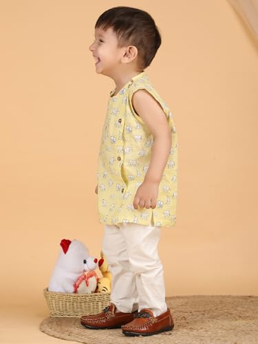 Image of POLKA TOTS Pure Cotton New Born Dress | Ultra-Soft, Breathable & Lightweight Sleeveless Jhabla Pant Set for Baby Boys & Girls | Baby Summer Clothes | Traditional Jabla & Pyjama Set for Newborns