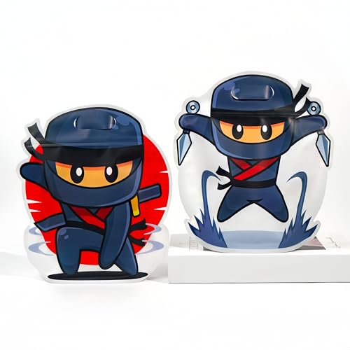 OWLSOME 20 Pcs Ninja Goodie Bags 10.24X9X3.15'', Grip n’ Seal gift bags with Stand-up Bottom for Culture Event and Birthday party