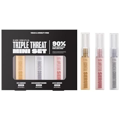 Babe Original Triple Threat Mini Set, Includes Babe Lash Essential Serum & Enhancing Conditioner + Babe Brow Amplifying Serum, 1 mL, 3 Pack Cover
