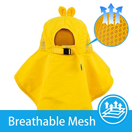 Image of Kids Sun Hat UPF 50+ Boy Girl Protection Hat Wide Brim Beach Hats with Mesh and Adjustable Chin Strap