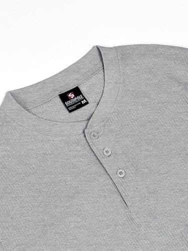 Southpole Mens Thermal Henley Shirt Long Sleeve Soft Waffle Knit 3-Button Top for Men, Sizes S–2XL Heather Grey