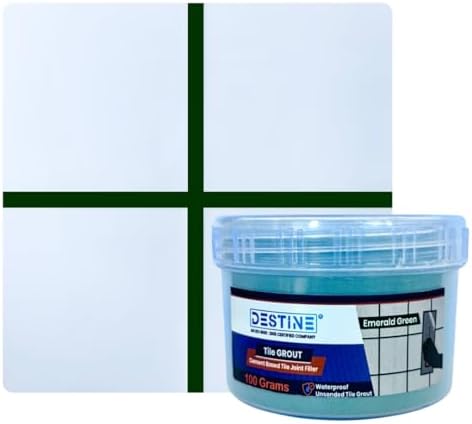 DESTINE® WATERPROOF TILE GROUT (16 COLOURS) (ALL PACKS: 100 g, 250 g, 400 g, 1 kg) Ready-To-Mix Grout, Crack Filler, Cement Based Tile Gap Filler (100 g (Pack of 1), Emerald Green)