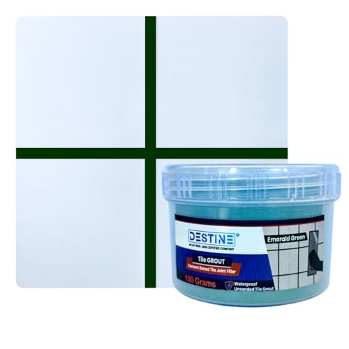 Image of DESTINE READY-TO-MIX inchTILE GROUT inch (16 COLOURS) (ALL PACKS: 100 Gm,250 Gm,400 Gm,800 Gm,1 Kg), Waterproof, Crack Filler, Cement Based Tile Gap Filler (100 g (Pack of 1), Emerald Green)
