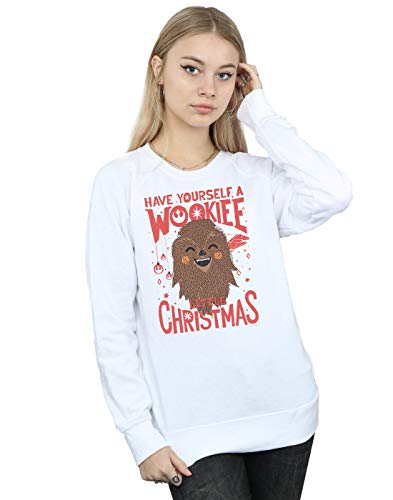 Absolute Cult Star Wars Women's Wookiee Little Christmas Sweatshirt White Small