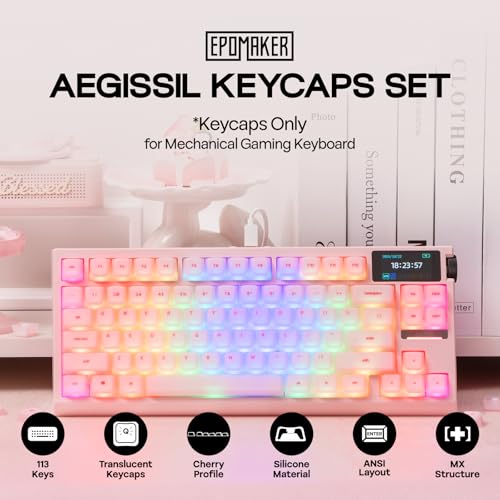 Image of EPOMAKER AegisSil Keycap Set, Silicone Material, Cherry Profile, 113 Keys, 65% /75% /96% /Full Size, Custom Keyboard Keycaps Set for Cherry MX, Kailh, Outemu, Gateron Mechanical Gaming Keyboard (Pink)