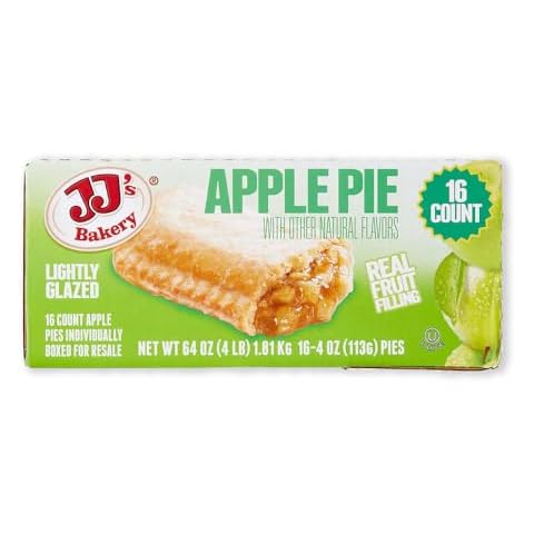 JJ's Bakery Lightly Glazed Apple Snack Pie, 4 Ounce (16-Count) Cover