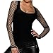 acction Malla GóTica De Manga Larga Tops De Rejilla Blusas Ropa De Mujer Moda SóLido Malla Ver A TravéS De Goth Manga Larga De Red De Pesca Tops Camiseta para Mujer Verano