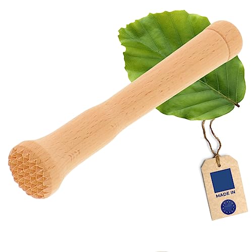 HOFMEISTER® Pilon à cocktail en bois 15 cm, pour caipirinha et boissons, écrase citrons & glaçons sans rayer les verres, face inférieure rugueuse, idéal...