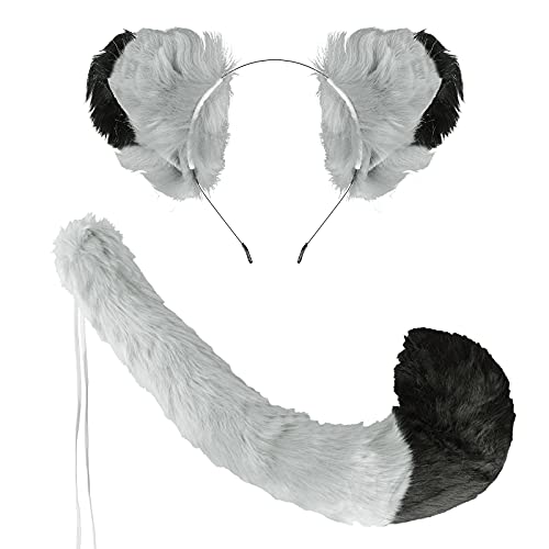Faux Furry Fox Ears Headband Tail Set Halloween Fox Costume Fox Head Fancy Dress Fox Hairband Hair Hoop Wolf Tail Kit Furry Costume Cute Animal Fluffy Fancy Dress Costume Cosplay Accessories - Image 2