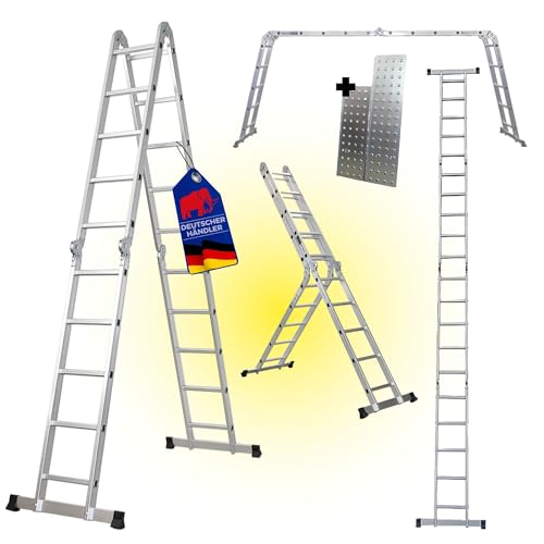PROREGAL Échelle multifonctionnelle à barreaux MULTISTEP, 4 Parties en Aluminium, 4x5 barreaux, Hauteur maximale 5,7 m, Charge maximale 150 kg, échafaudage, échelle...
