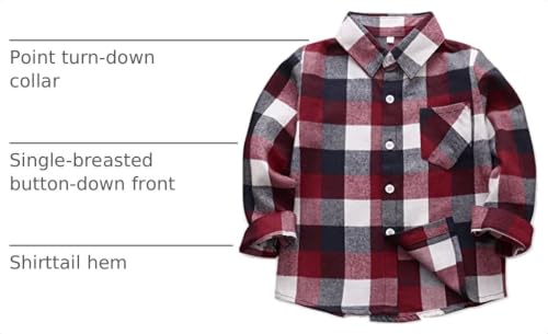 Image of OCHENTA Men's & Boys Flannel Shirts Button Down Long Sleeve Plaid Shirt Family Matching Outfits