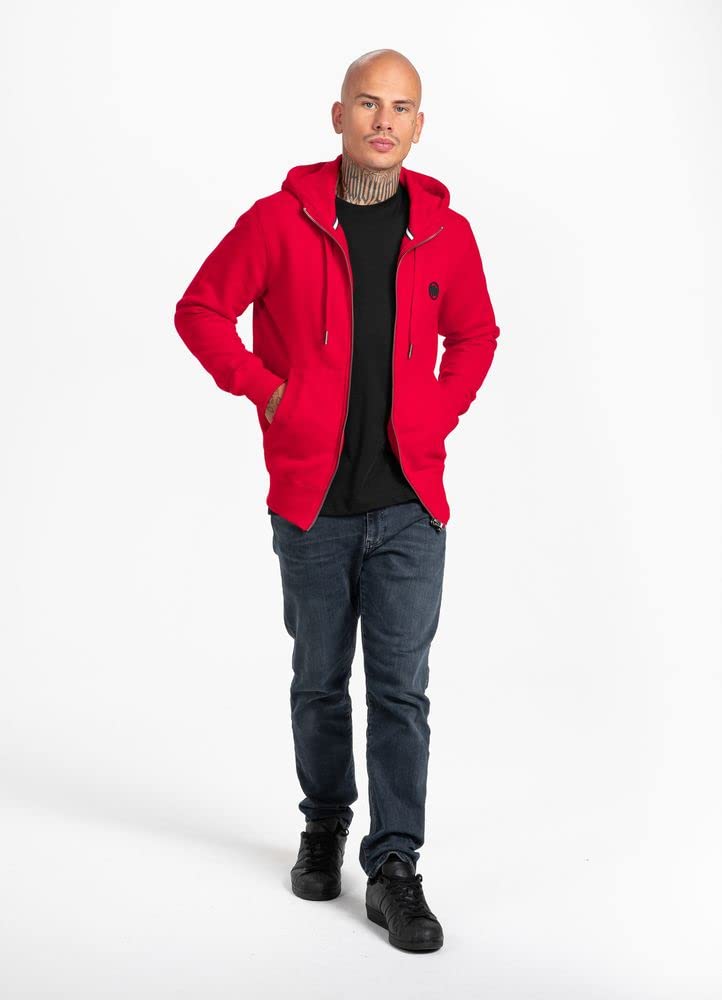 Pit Bull West Coast bluza z kapturem z zamkiem błyskawicznym Small Logo 21 czerwona, czerwony, M