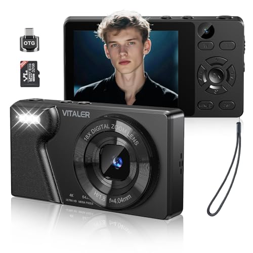 Appareil Photo Numérique 64MP Appareil Photo Compact 4K avec Double