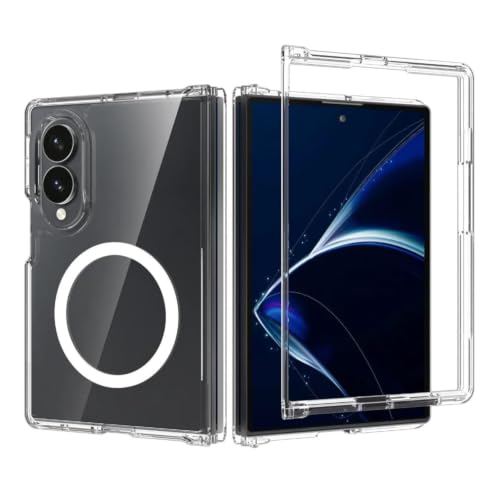 Image of Ultra Hybrid Clear Case Compatible with Samsung Galaxy Z Fold 8 Wide | Magnetic Wireless Charging 360 Hinge Protection | Anti Yellow Shockproof Drop Protection Cover - Transparent