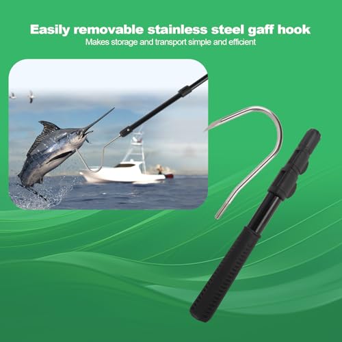 Smarkey Fishing Gaff Spear Hook Stick with Stainless Gig Hook, Telescopic Aluminium Alloy Pole for Saltwater, Offshore Freshwater Ice Fishing Tool-44inch