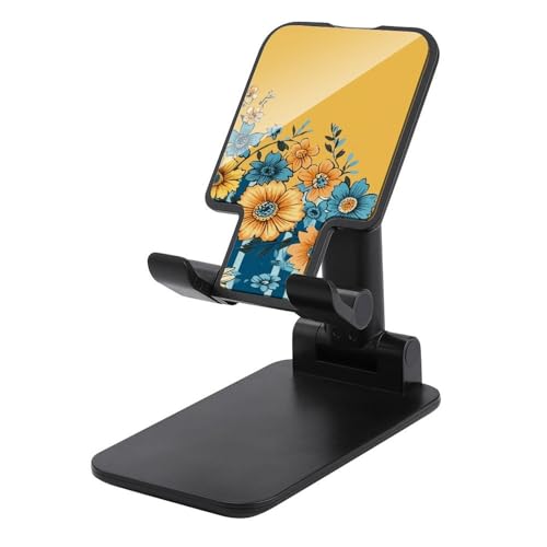 Support téléphone réglable pour bureau et cuisine au motif floral jaune
