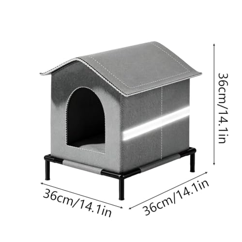 Casa exterior impermeable para gatos con diseño elevado y estructura plegable 7