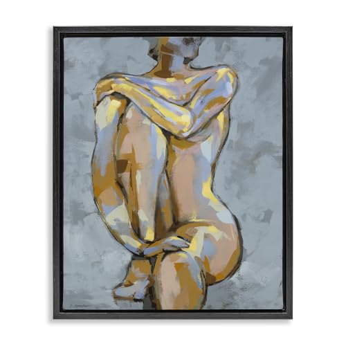 Modern Nude Portrait Abstract Art, 25 x 31 Inch Canvas in Floater Frame