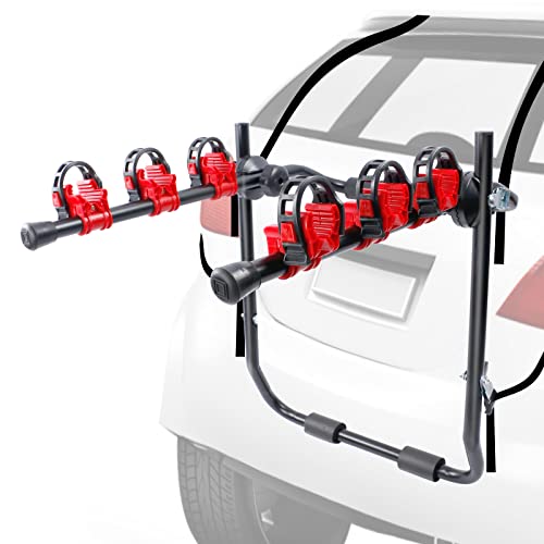 Bike Trunk Mount 3-Bike Car Carrier Rack for Bicycle Rack Fits Most Cars, Sedans, Hatchbacks, Minivans and SUVs Trunk Bike Rack