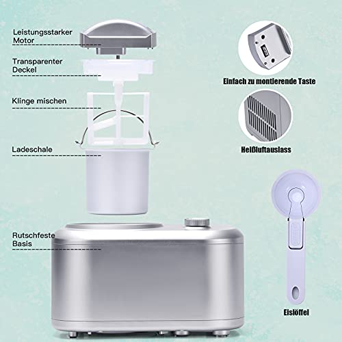 COSTWAY 1L Eiscrememaschine, 100W Eismaschine, Speiseeisbereiter 3 Modi, Yogurtbereiter Frozen Eiscreme-Bereiter mit… – Bild 4
