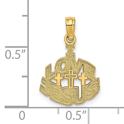 14K Yellow Gold I Love Jesus Cross Religious Charm Necklace Pendant Talking Fine Jewelry For Women Gifts For Her #TOP2