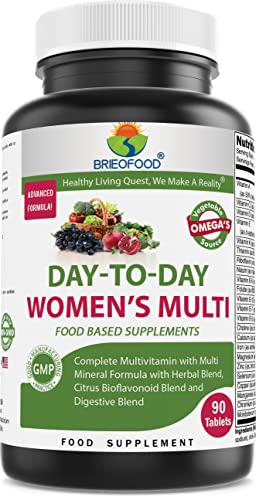 Brieofood Womens Multivitamin 90 Tablets, Food Based daily Multivitamin for women made with Vegetable Source Omegas, probiotics and herbal blends Brieofood Womens Multivitamin 90 Tablets, Food Based daily Multivitamin for women made with Vegetable Source Omegas, probiotics and herbal blends