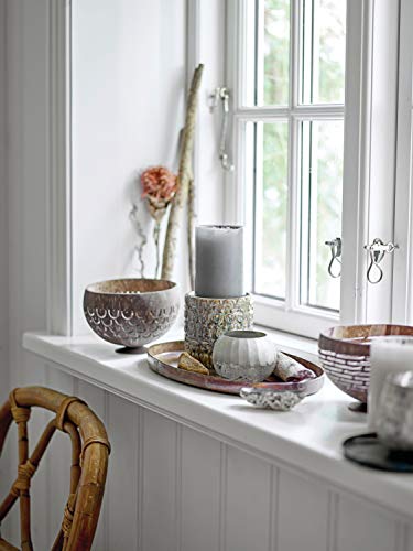 Bloomingville 4" H Embossed Stoneware Candleholder With Reactive Glaze Finish (Holds 3" Pillar One Will Vary) Candle Holder, Beige #TOP1