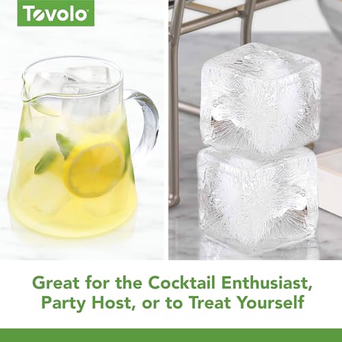 Image of Tovolo Large Square Ice Cube Mold Colossal 2 Inch Cubes Pack of 2, Huge Ice Cube Mold Block for Whiskey Cocktails Bourbon, Silicone BPA Free Dishwasher Safe Giant XL Ice Cube Molds