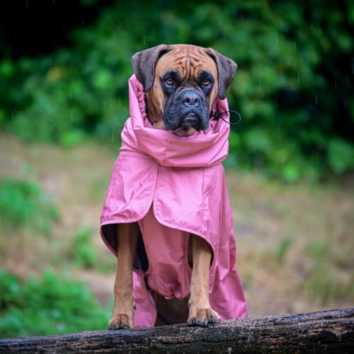 Spark Paws Hunderegenmantel, wasserdichte Winddichte Regenjacke, für kleine, mittlere, große und extra große Hunde, reflektierend, atmungsaktiv, mit vollständigem Körperschutz - Sea Pink, 2XL