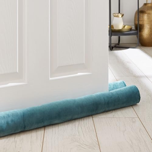 Catherine Lansfield Kingsley Matt Velvet Double Sided Under Door Draught Excluder Teal Green